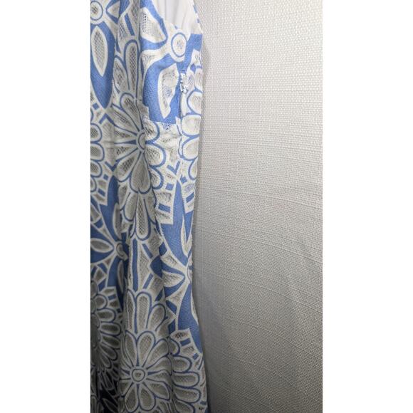TALBOTS Women Blue & White Cut Away Lace Floral Sheath Dress Lined Size 4 $179 - Picture 5 of 11